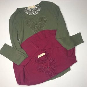 COPY - Two Long Sleeve Shirts Fuchsia and Green